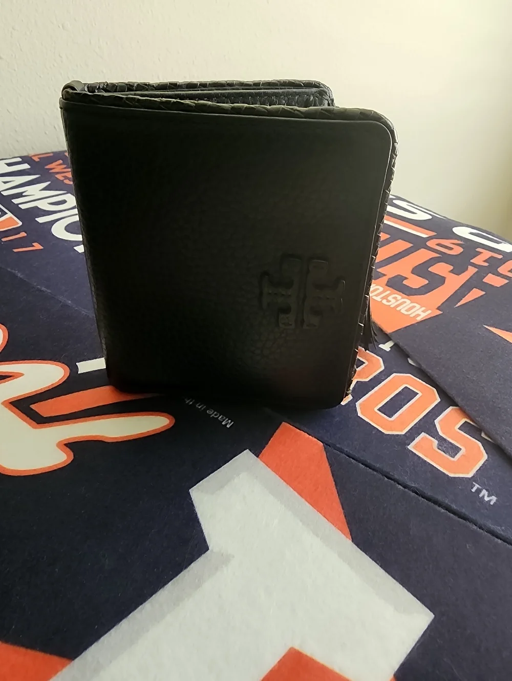 Black Leather Fold-Over Womens Bag with Matching Wallet Tory Burch